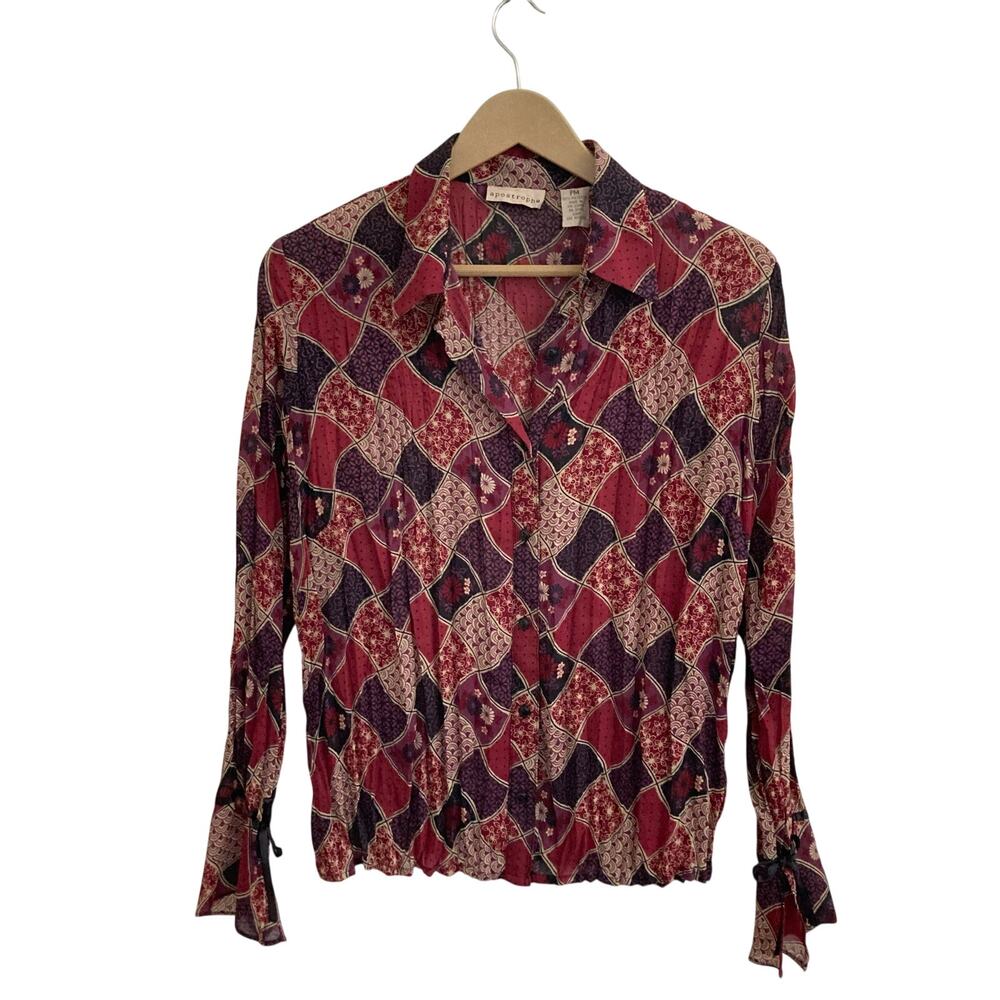 Apostrophe Y2K Burgundy Whimsygoth Blouse